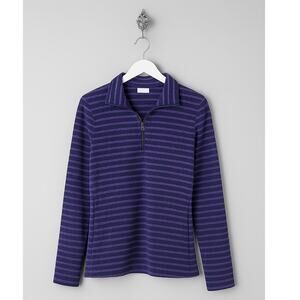 Columbia Pullover Women’s Medium 1/4 Zip Fleece Long Sleeve Purple Stripe Top